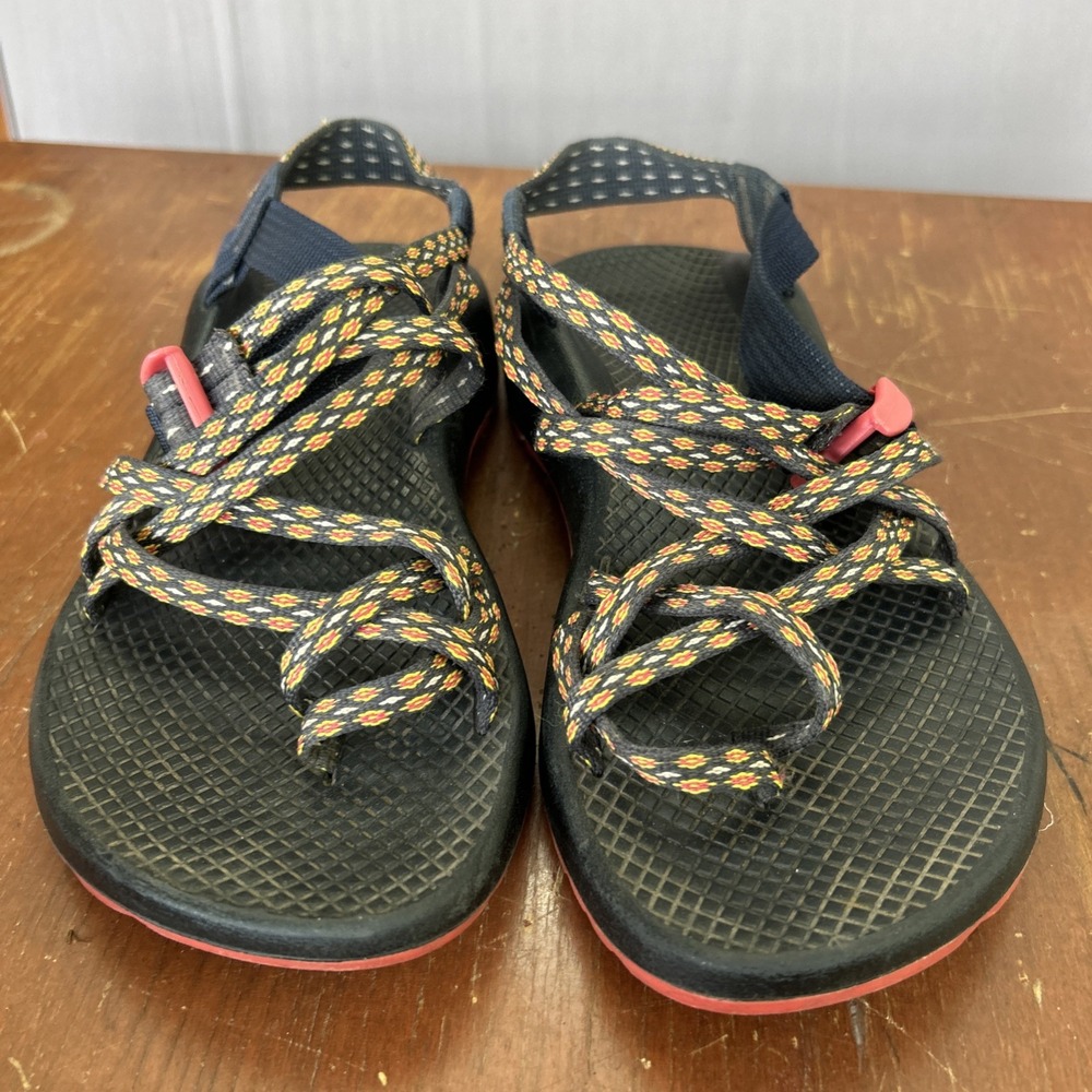 Chaco Size 7 Adjustable ZX2 Classic Sandal Crest Citrus Outdoor Pink Navy Shoes - Picture 2 of 5